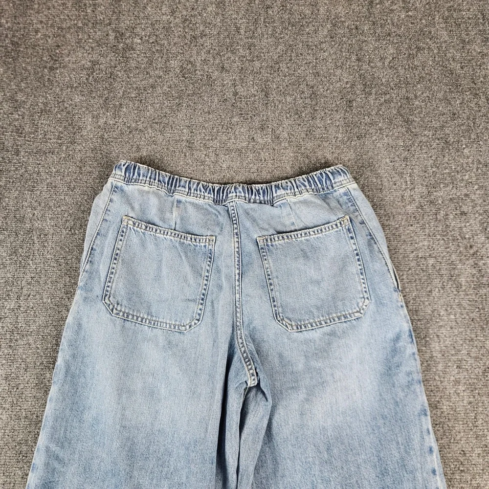 Lucky Brand Womens XS Light Wash Wide Leg Elastic Waist Utility Denim Jeans NWT